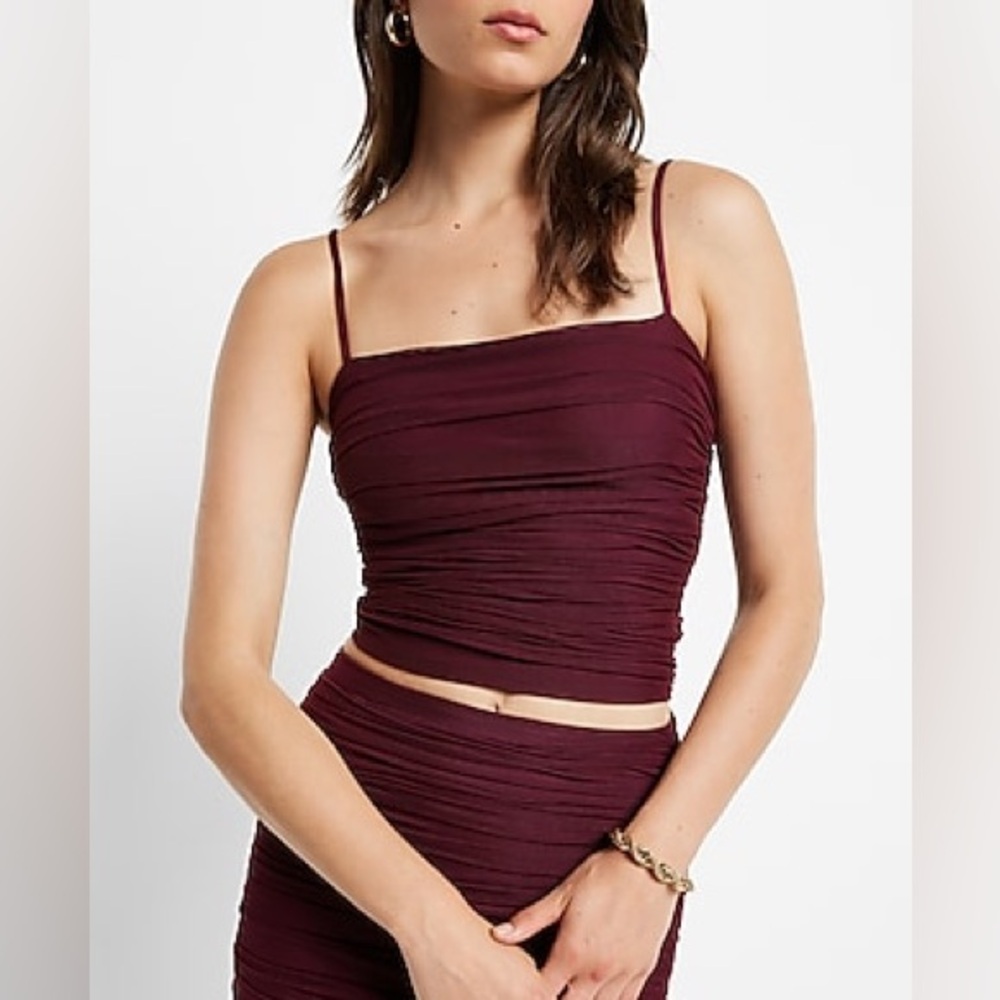 Express Body Contour Mesh Cropped Cami